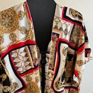 Designer inspired multi colored scarf cardigan